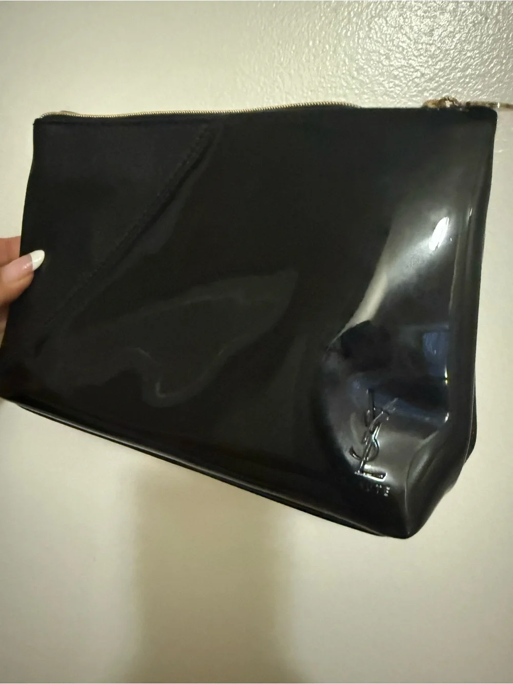 Yves Saint Laurent BEAUTE Black Patent Leather Toiletry Pouch